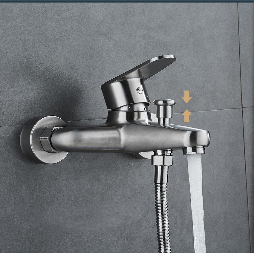Bộ sen vòi tắm nóng lạnh OS813 chất liệu inox 304 nguyên khối + Dây dẫn nước vòi sen + Tay sen tròn + Gác tay sen