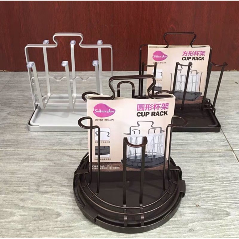 Giá cắm cốc thép đen hàng đẹp có khay hứng nước