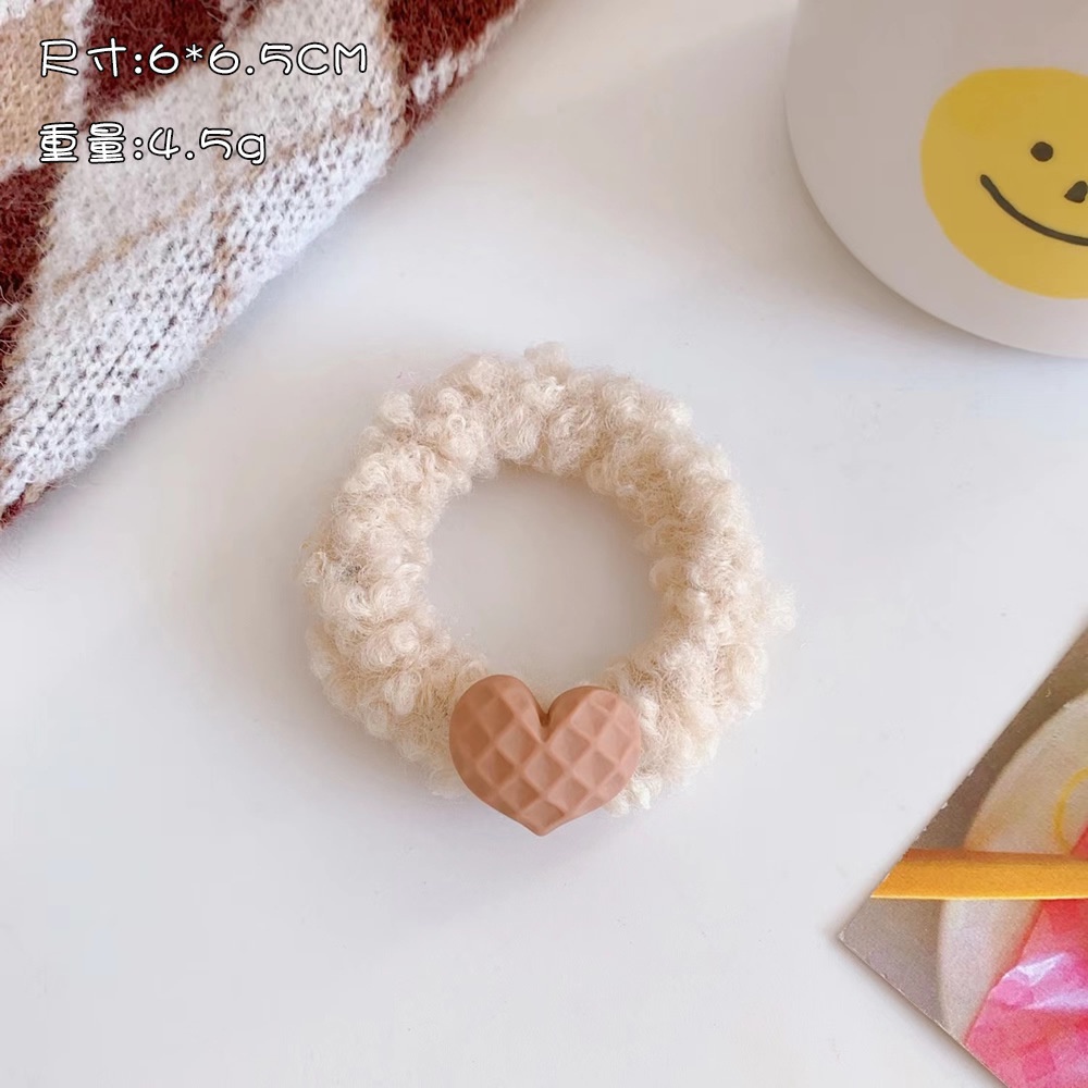 Dây cột tóc gắn họa tiết hoạt hình 3D cute trơn màu chất liệu lông bền chắc PK743