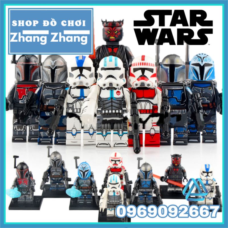 Đồ chơi Xếp hình Star Wars gồm Echo - Bo Katan - Mandalorian - Darth Maul - Clone Trooper Minifigures WM6098