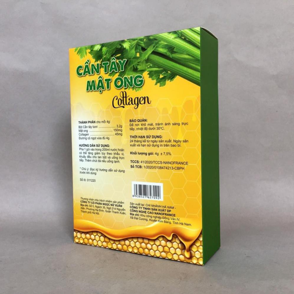 Bột Cần Tây Mật Ong Collagen 60g (15 gói x 4g) hỗ trợ giảm cân, detox thải độc, đẹp dáng sáng da