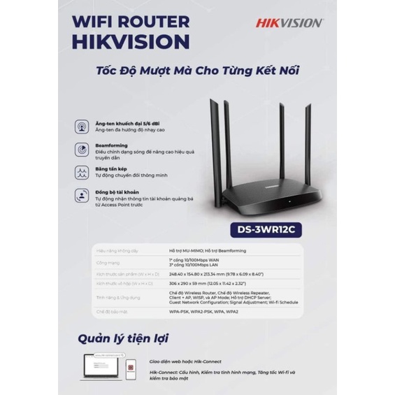 Phát Wifi  HIKVISION DS-3WR12C 2 râu /4 râu