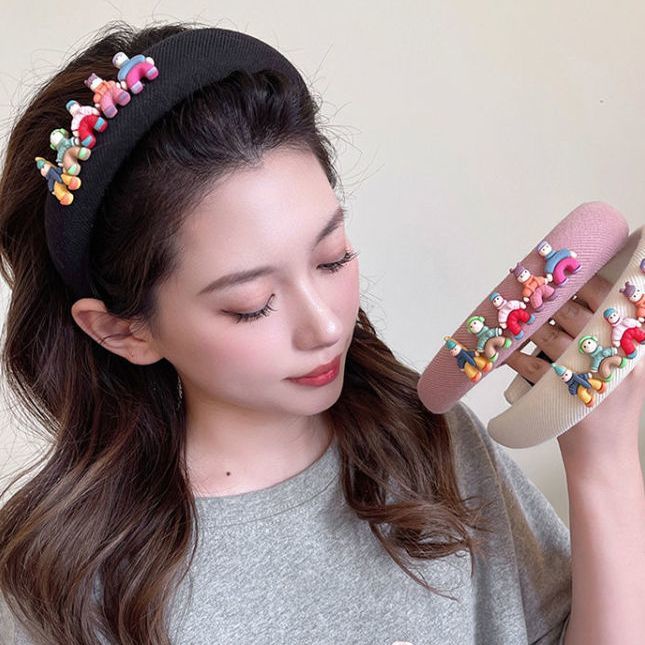 Băng Đô Cài Tóc Hình Biệt Thự Hoạt Hình Màu Trắng / Đen Kiểu Hàn Quốc Thời Trang Mùa