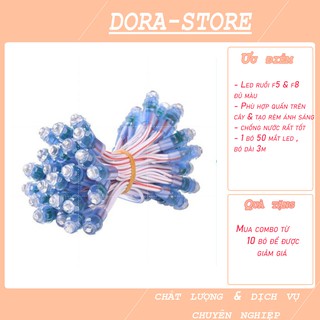 LED ruồi 5V liền dây f5 màu Trắng, Vàng, Đỏ, Xanh lam, Xanh lá 50 bóng