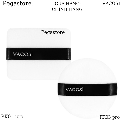 Bông phấn khô tròn (PK03) + khô vuông (PK01) Vacosi Prs Large Round Pro