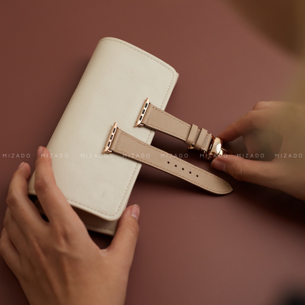 Dây da thủ công Swift Kem dành cho Apple Watch Series 1/2/3/4/5/6/7/SE, đồng hồ thông minh, đồng hồ cơ MIZADO DDTC108