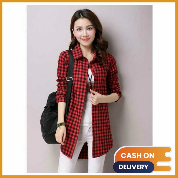 Áo Sơ Mi Cotton Moscrepe Phong Cách Hàn Quốc Thời Trang Đơn Giản Hai Tông Màu Đỏ Dành Cho Nữ