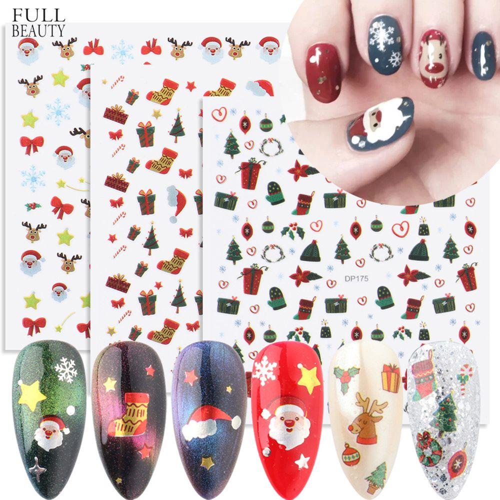 Miếng Dán Trang Trí Móng Tay Hình Người Tuyết Phong Cách Giáng Sinh