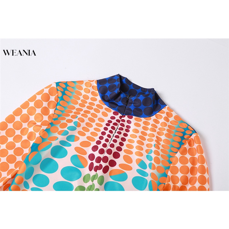 Áo liền quần Tay Dài Cổ Tròn Lưng Cao In Họa Tiết Quyến Rũ Cho Nữ