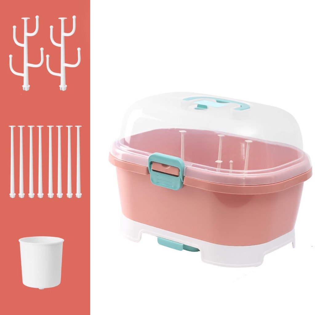 [Hàng HOT] Khay Úp Bình Sữa Có Nắp Đậy Nhựa cho bé nhỏ gọn chống bụi thoát nước【Tennessee052】