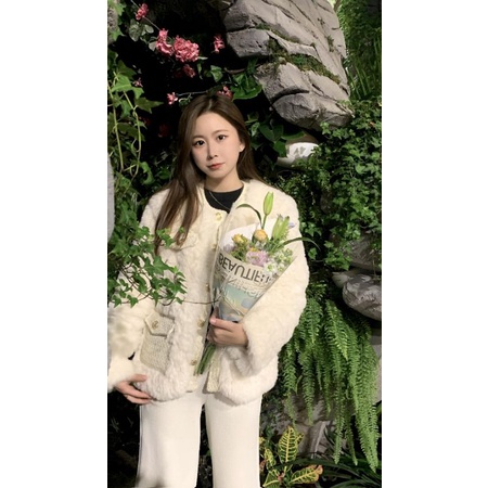 Áo khoác lông viền Tweed sang chảnh