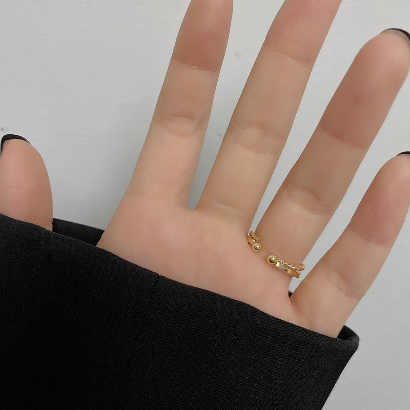 Nhẫn đeo tay kim loại thiết kế đơn giản phong cách Hàn Quốc