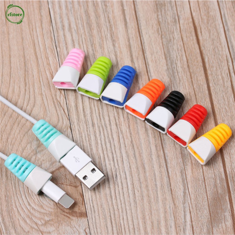 Set 2 đầu bảo vệ dây cáp sạc thiết kế mềm cho iPhone Android