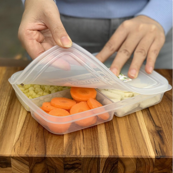 Hộp thực phẩm Kháng khuẩn, chia ngăn Nakaya Nhật Bản 710ml không chứa BPA, dùng lò vi sóng, đông lạnh