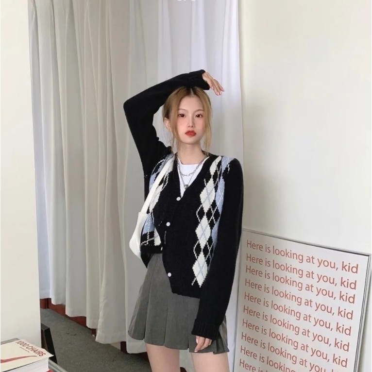 Áo Khoác Cardigan Dệt Kim Tay Dài Cổ Chữ V Phong Cách Retro Mùa Thu Cho Nữ