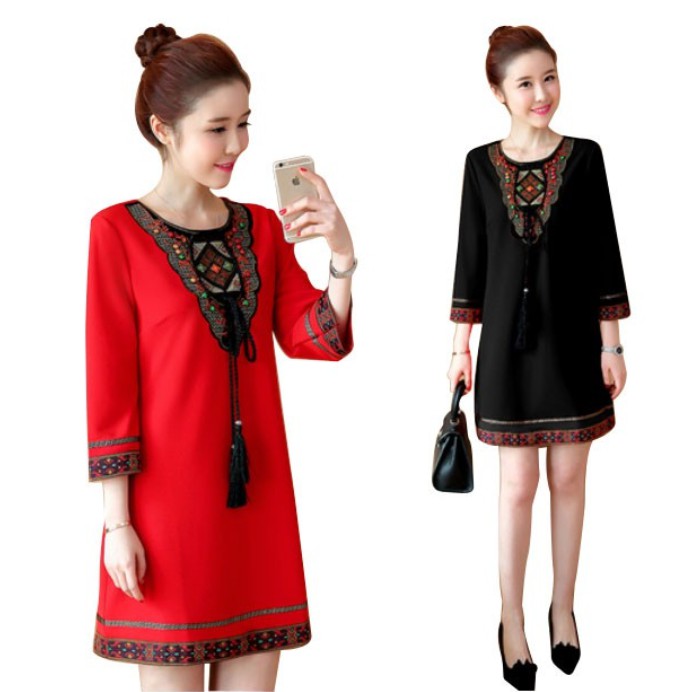 FREESHIP ĐƠN 99K_ Đầm Dạ Tiệc Hoạ Tiết Thêu Phong Cách Dân Tộc | BigBuy360 - bigbuy360.vn