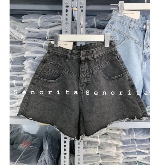 Quần Đùi Bò Nữ Ống Loe - Quần Short Jeans Nữ Lưng Cao Phong Cách Hàn Quốc Cực Xinh Đ03