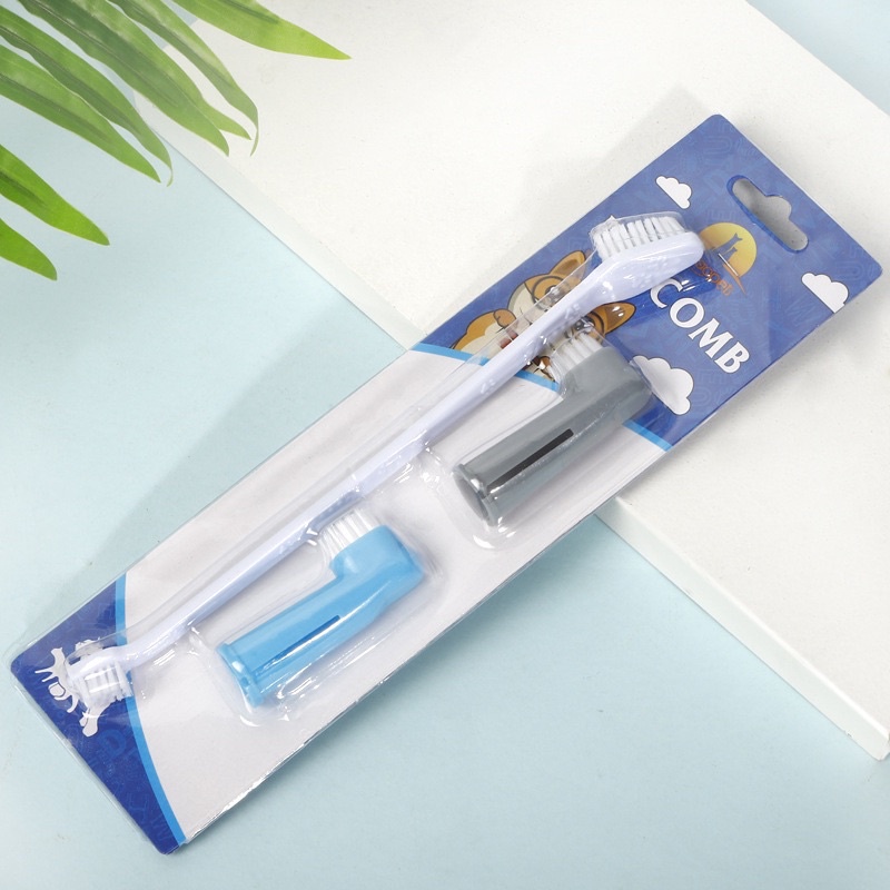 Bàn chải đánh răng hai đầu cho chó mèo chất mềm mại