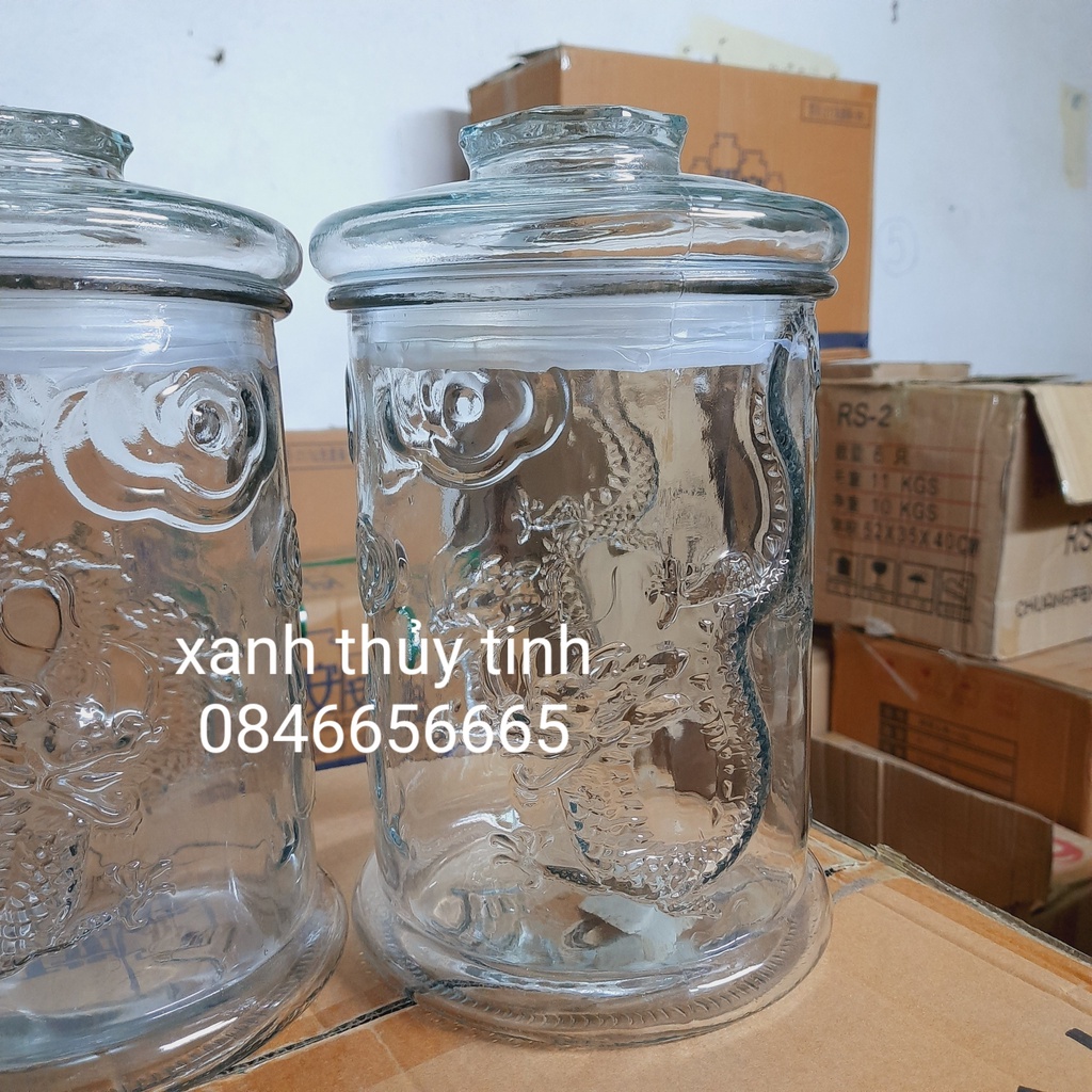 Bình thủy tinh trụ rồng dung tích 6 lít