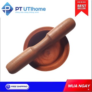 Bộ Cối chày bằng gỗ tiện dụng 18cm PT UTIHOME