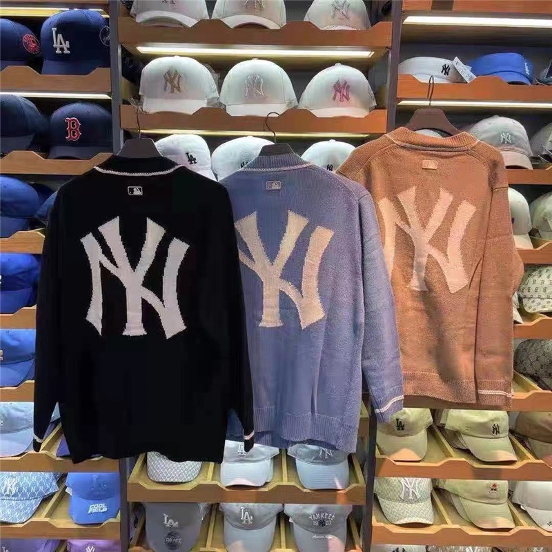 Wholesale Price MLB Sweater Long Sleeve Ny Couple Chest Embroidery Back Large Mark Cardigan Jacket