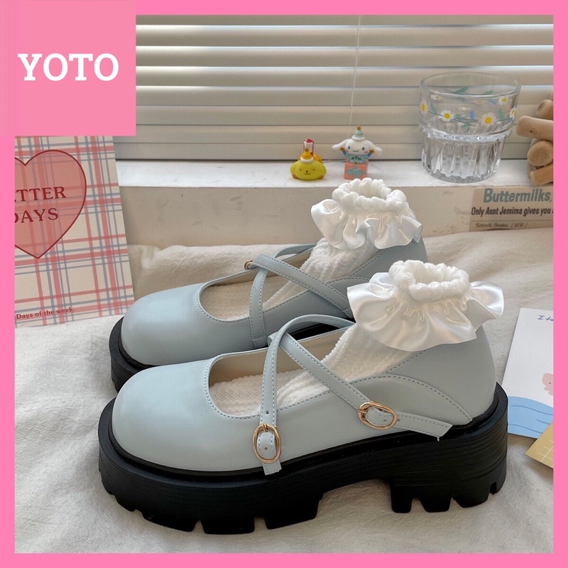 Giày lolita nữ độn đế cao,Giày da ulzzang nữ phong cách Hàn Quốc LT17