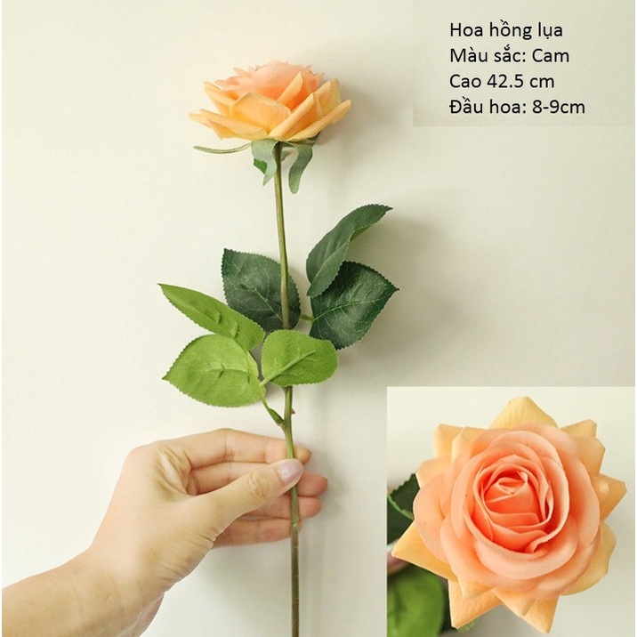 Hoa Hồng Lụa Cao Cấp Phủ Phấn Sáp giống thật, Hoa Giả decor  trang trí nhà cửa, phụ kiện chụp ảnh