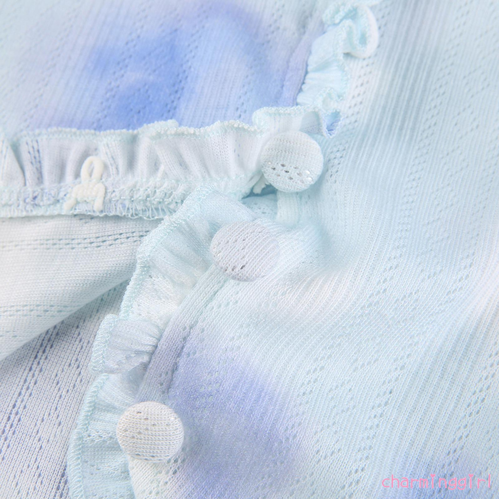 Áo Cardigan Tay Ngắn Cổ Tròn Màu Nhuộm Thời Trang Mùa Hè Cho Nữ