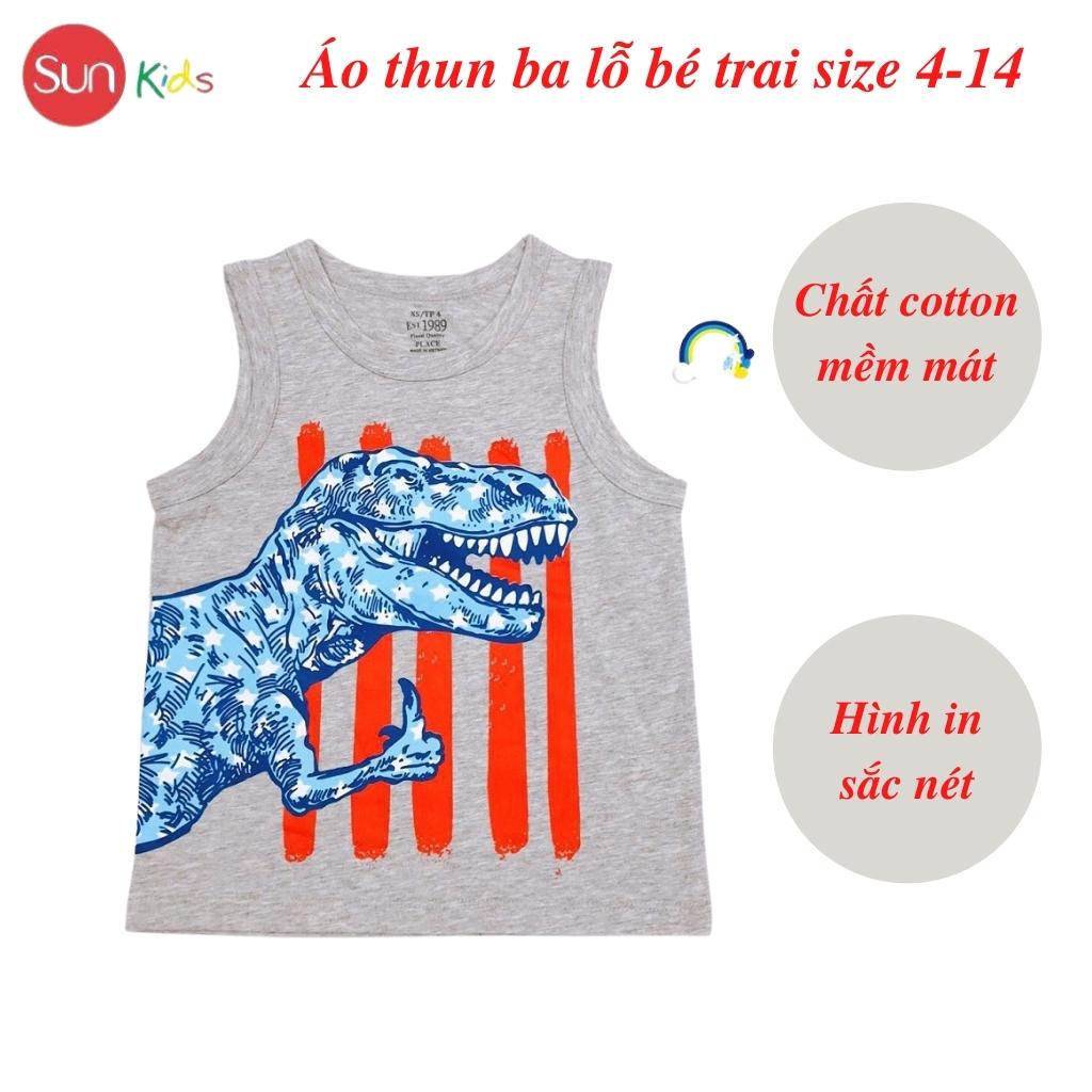 Áo thun bé trai, áo ba lỗ bé trai chất cotton, nhiều màu, Size 4 - 14 tuổi - SUNKIDS