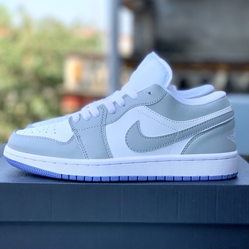 Giày jordan xám đế xanh, Jordan 1 cổ thấp màu xám đế xanh nam nữ, Giày JD air xám xanh bản đẹp dễ phối đồ