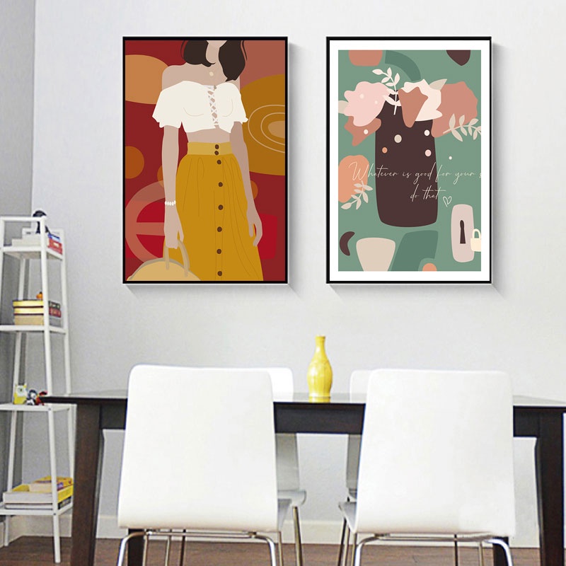 Tranh Vải Bạt Treo Tường In Hình Cô Gái Quyến Rũ Thời Trang Phong Cách Bắc Âu Trang Trí Nhà Cửa