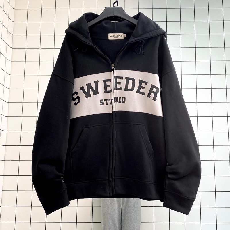 Áo Khoác Hoodie Nỉ Bông ZIPDER màu ĐEN/XANH Unisex   Nam nữ unisex/Áo hoodie dây kéo có mũ form rộng Jaystoree