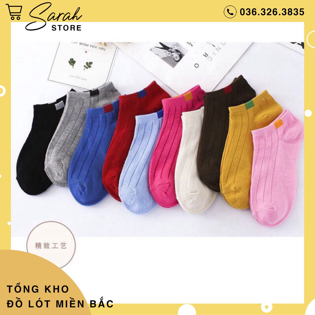 Set 10 Đôi Tất Gân Vintage Cổ Ngắn Kháng Khuẩn (Nhiều Màu)