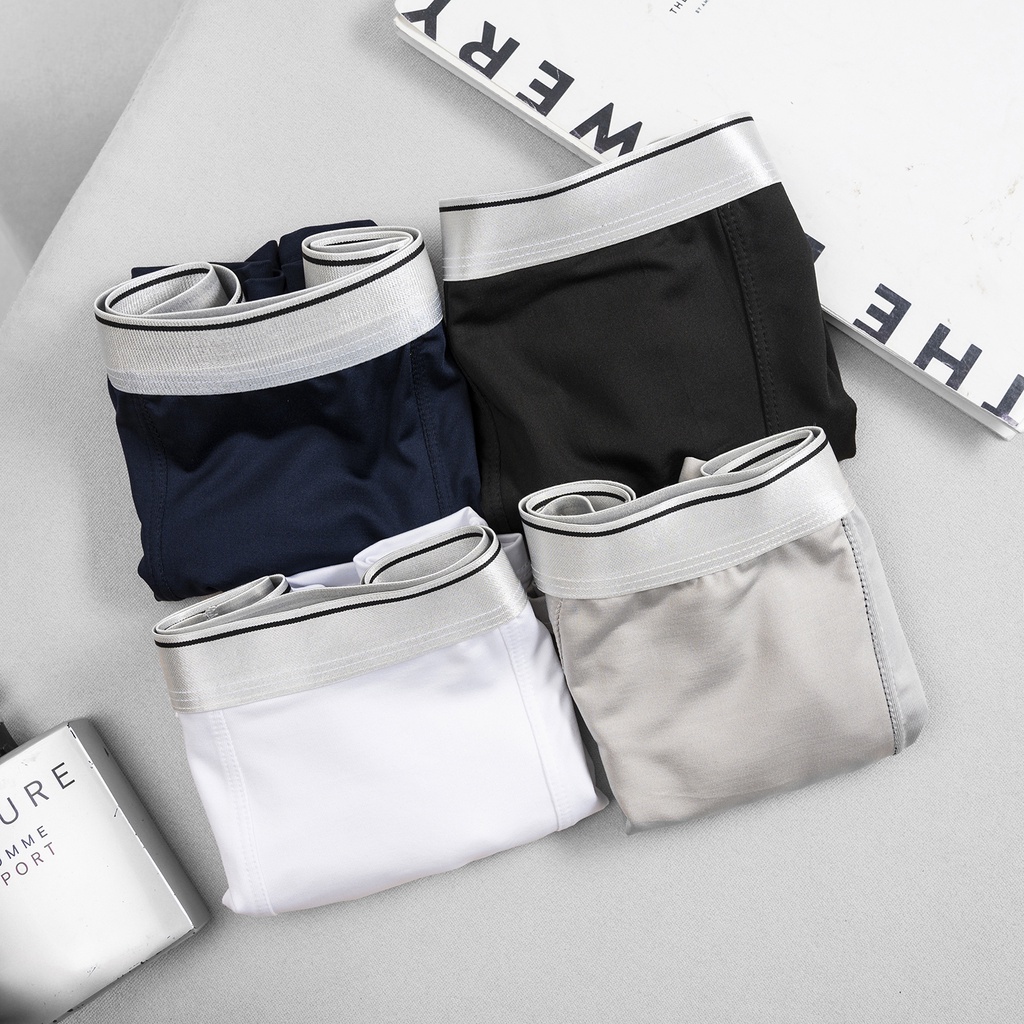 Combo 3 quần lót boxer xịp đùi nam TUTO5 thun lạnh cotton cao cấp kháng khuẩn trơn basic trắng/đen/xám ghi BX01