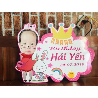 Biển tên sinh nhật bé kèm chibi
