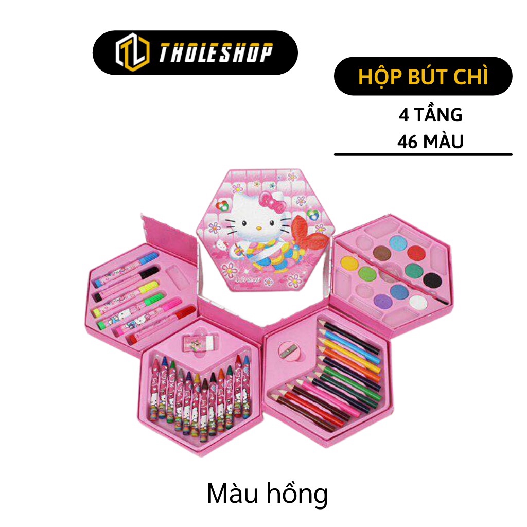 [SALE] Hộp Bút Màu - Hộp Màu 4 Tầng 46 Chi Tiết, Bút Lông, Tẩy, Gọt, Keo Dán 5560