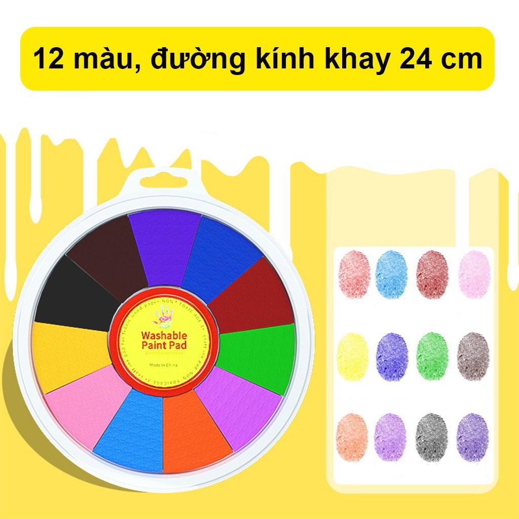 Màu chơi dấu vân tay loại to kèm sách hướng dẫn COMBO Washable Paint Pad + Finger Painting Book