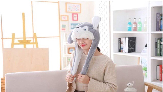 Mũ sói điều khiển tai, mũ chó husky tai vểnh