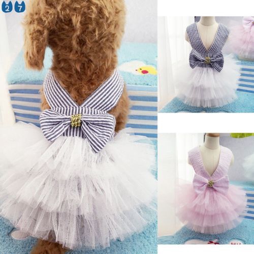 Đầm Hai Dây Họa Tiết Kẻ Sọc Cỡ Nhỏ Vừa Và Vừa 27Pets} Cho Cún Cưng