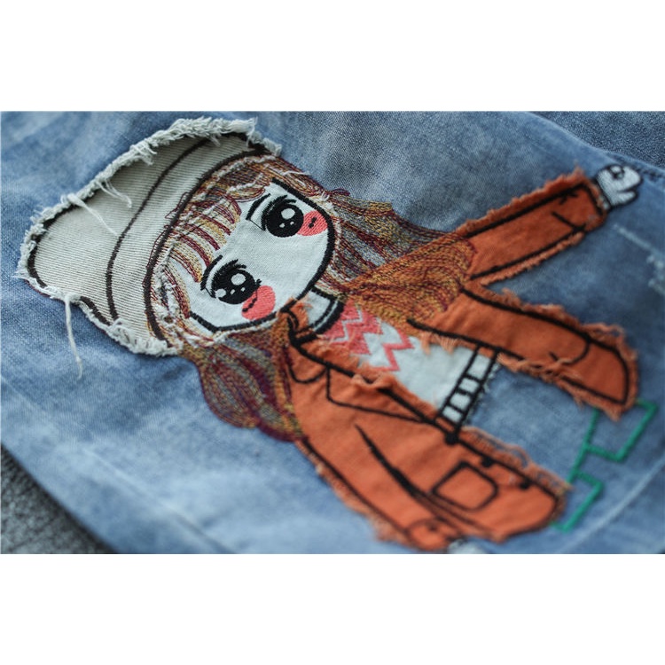 Quần Short denim Lưng Thun Thêu Họa Tiết Mẫu Mới Thời Trang Mùa Hè Cho Nữ