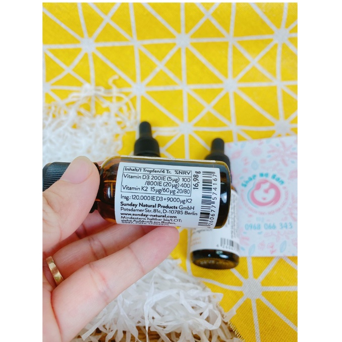 Vitamin D3 K2 MK7 Sunday Natural Đức 20ml tăng chiều cao cho bé từ sơ sinh - Shop Viloet