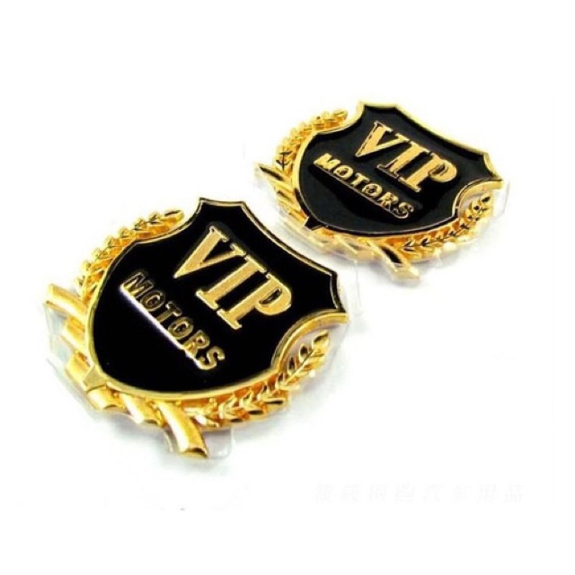 Tem Vip kim loại trang trí xe ô tô - bộ 2 miếng