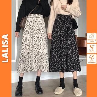 Chân Váy Hoa Nhí Dài LALISA Chân Váy Nữ Dáng Dài Chữ A Suông Lưng Cao Vintage Thiết Kế Kiểu Hàn Quốc CV004