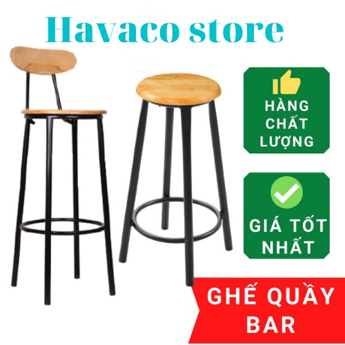 Ghế quầy bar gỗ cao su( ghế ngồi quầy thu ngân)