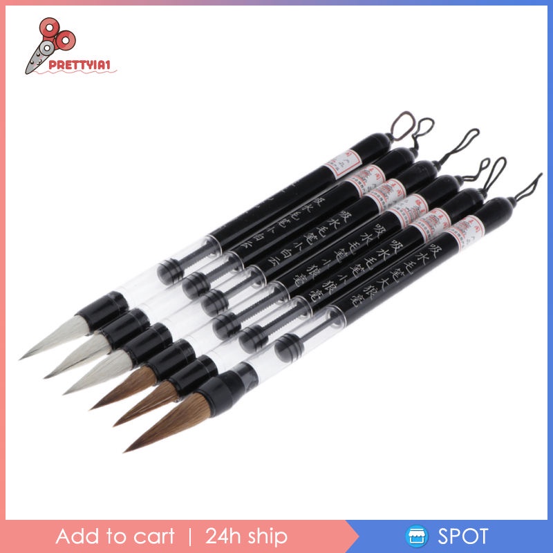 [Prettyia1] Set 6 Bút Nước Viết Thư Pháp Trung Quốc Tự Động Có Thể Bơm Lại