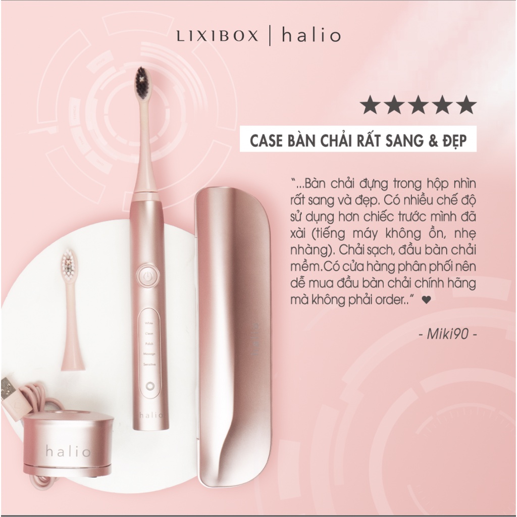 [Mã COSLXT5 giảm 10% đơn 600K] Combo Bàn chải Halio Sonic Whitening Toothbrush Rose Gold và Đầu bàn chải thay thế