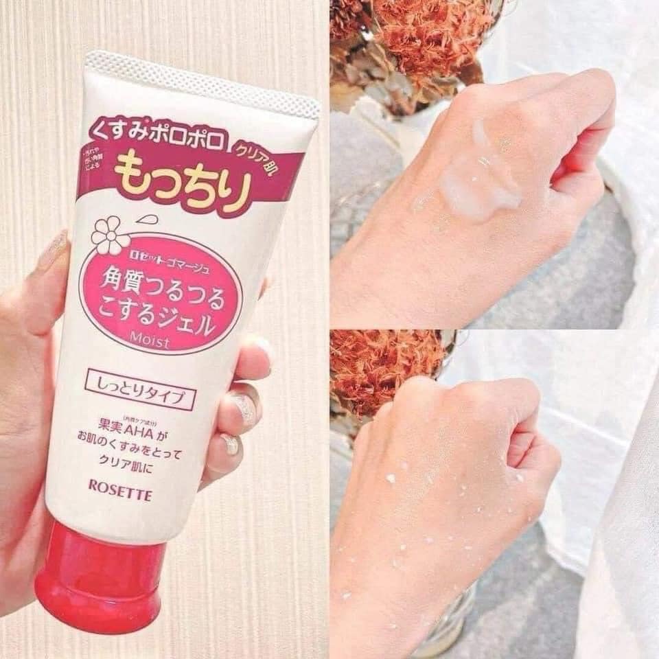 Tẩy tế bào chết mặt môi  Rosette Gommage Gel cho da khô , Tẩy da chết mặt body Nhật bản cho da dầu mụn 120g