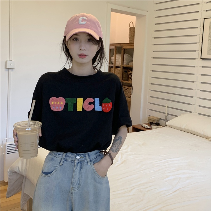 SUXI Áo Thun Tay Ngắn Dáng Rộng In Chữ Thiết Kế Đơn Giản Thời Trang Mùa Hè Cho Nữ