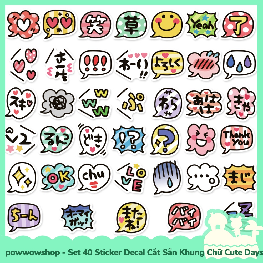[Sẵn VN - Hỏa Tốc] Set 40 Sticker Mini Decal Dán Trang Trí Vật Dụng Mẫu Chữ Typography Cute Days Lovely Dễ Thương