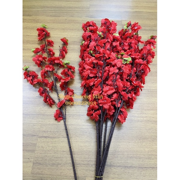 10 Cành Mai Đào - Anh Đào 1Mét Giả Vải Lụa Cao Cấp Decor Nhà Ngày Tết